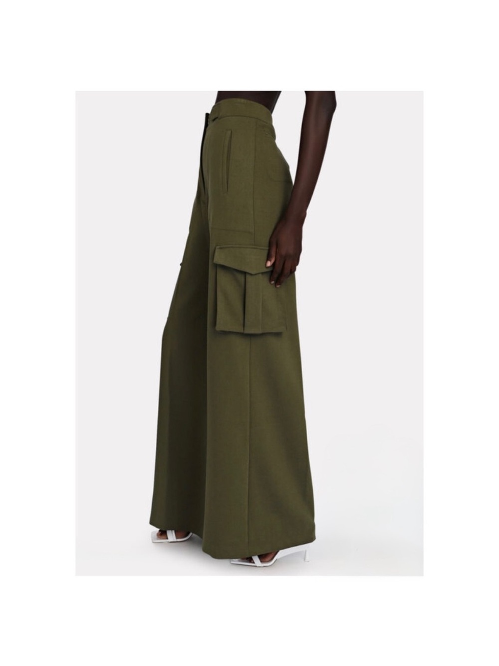 RONNY KOBO | $338 Chuck Wide-Leg Cargo Pants in Olive/Army, Size Medium - Picture 6 of 7